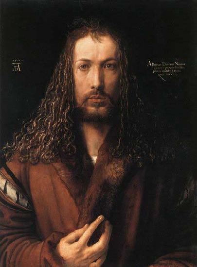 Albrecht Durer Self-Portrait in a Fur-Collared Robe Sweden oil painting art